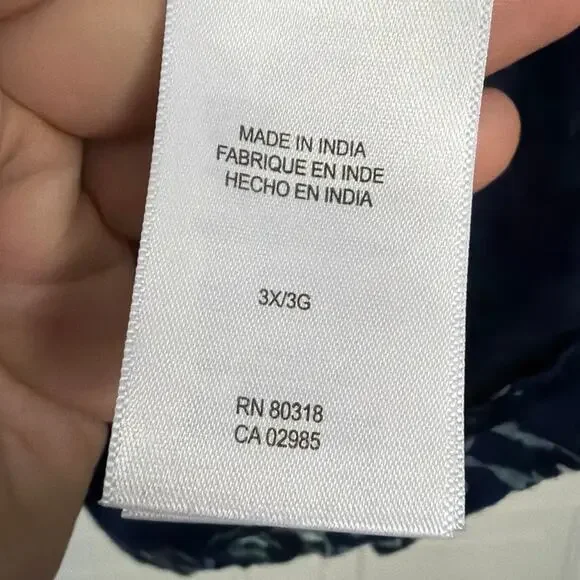 Lucky Brand, Size 3X, Navy Floral Paisley Sleeveless Top, Embroidered, EUC - Picture 3 of 8